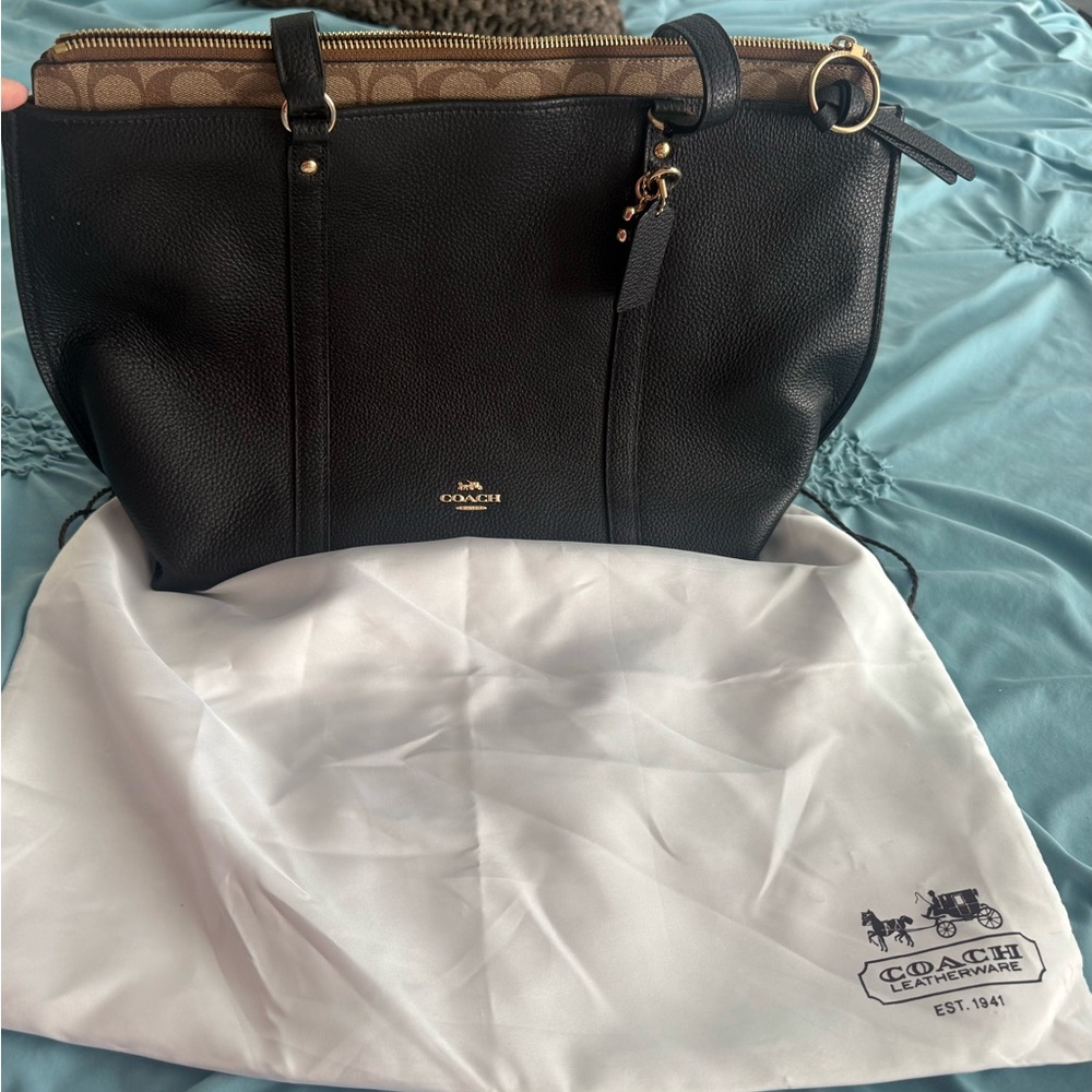 Coach Black Leather and Tan Large purse - great condition.